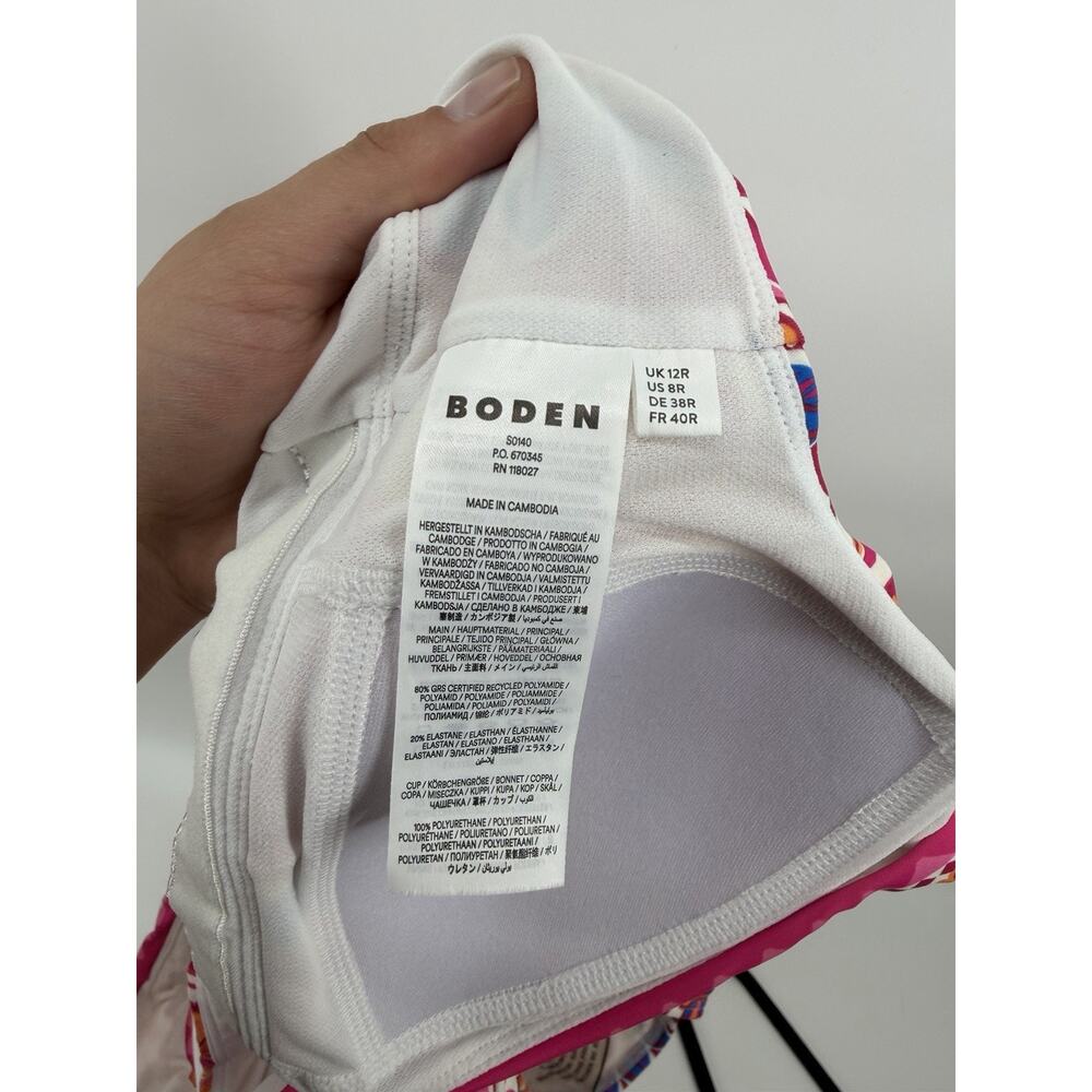Boden Porto V-neck Swimsuit Pink Power, Flourishing Meadow Women’s Size 8R NWOT - Picture 8 of 8